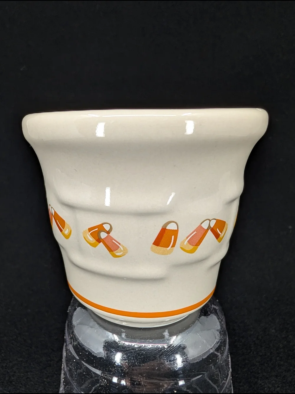 Longaberger Woven Tradition Pottery 1999 Halloween Candy Corn Votive Ceramic Cup
